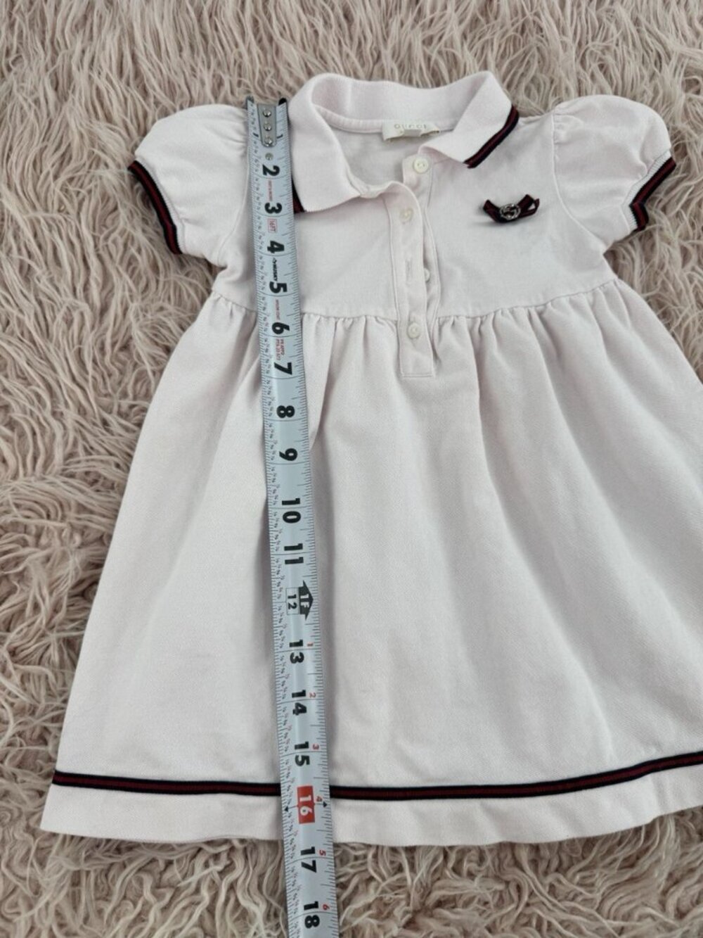 Gucci Baby Girl Light Pink Dress with Navy and Burgundy Trim Size 12M-18M - Picture 11 of 15